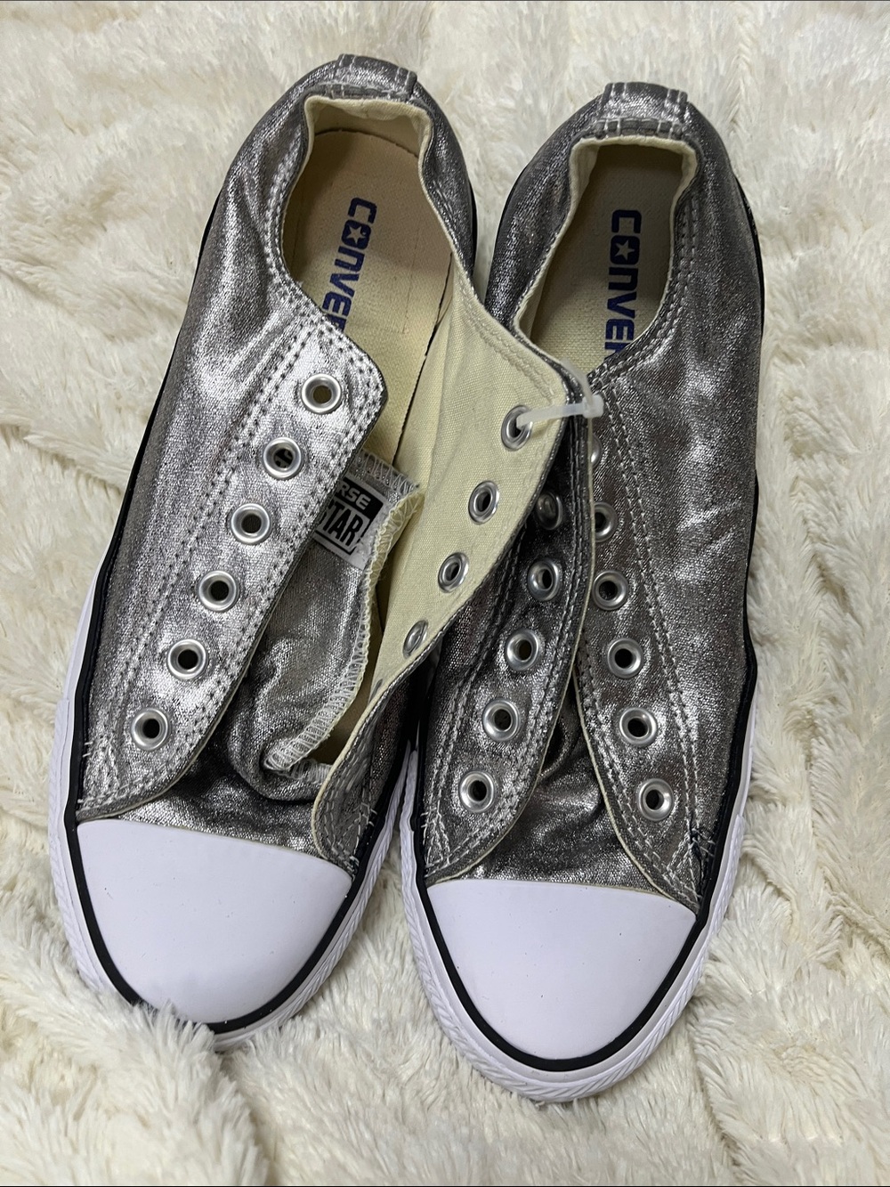 Converse Silver Slip-On Low Top Sneakers